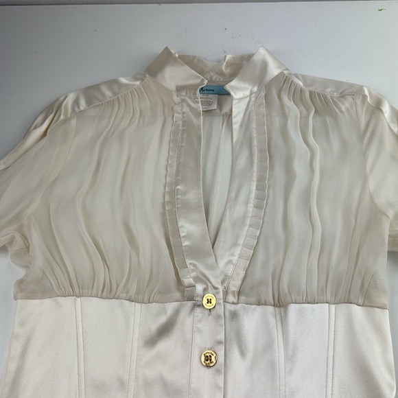 Marciano by Guess Woman's Long Sleeve cream Silk Blouse - Picture 4 of 12